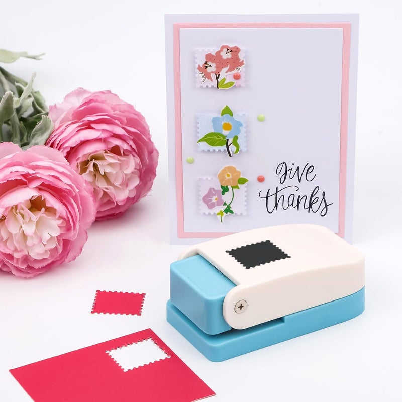 BAOFALI 3Pcs Stamp Puncher, Stamp Punch 1X0.8inch Rectangular Postage Stamp Punch, Scalloped Rectangle Lever Action Paper Punches for Crafting Scrapbooking DIY Scrapbooking Journaling Card Making - Image 5